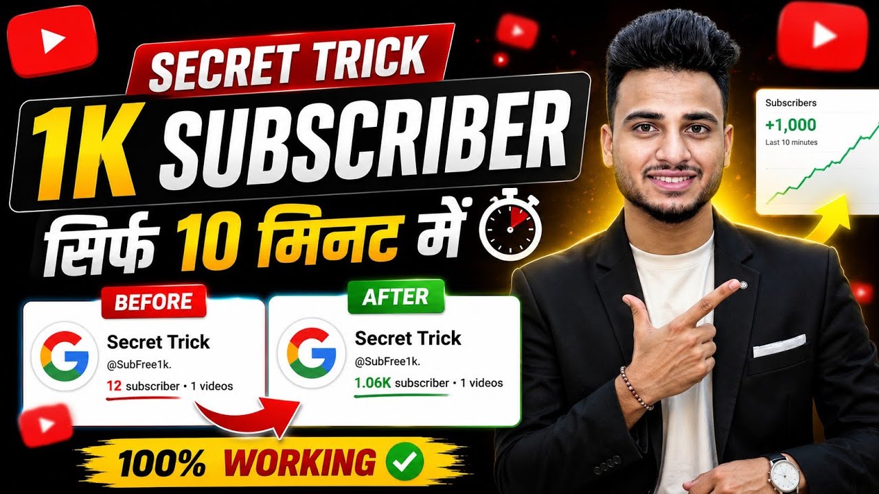 🤫Trick लगाते ही 2050 Subscriber📈| Subscriber kaise badhaye ! how to increase subscribers on youtube