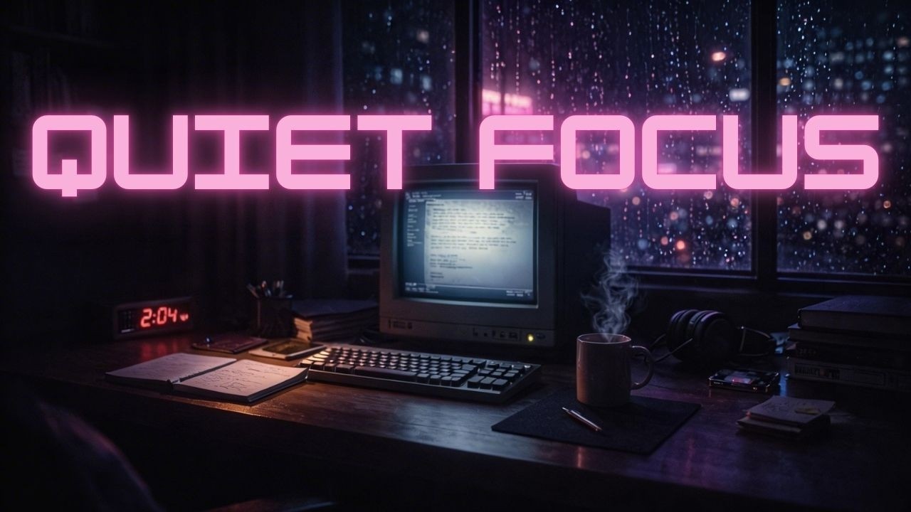 Quiet Focus | Late Night Office Synthwave Mix | Calm Retro Music for Deep Work (1 Hour)
