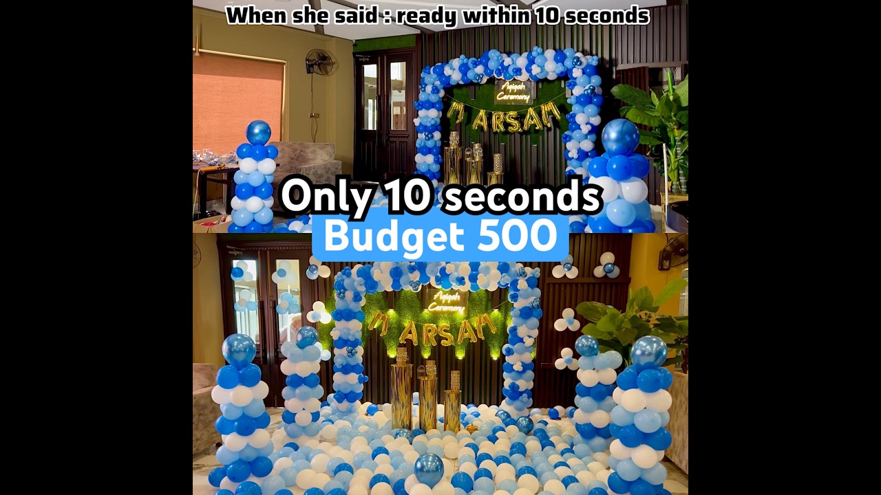 Home birthday party decorations in 10 seconds low budget only 500 #shorts