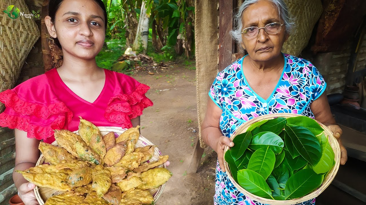 Jackfruit leaves Papadam taste of the village - Koskola Papadam recipe - Traditional Wild Cooking .