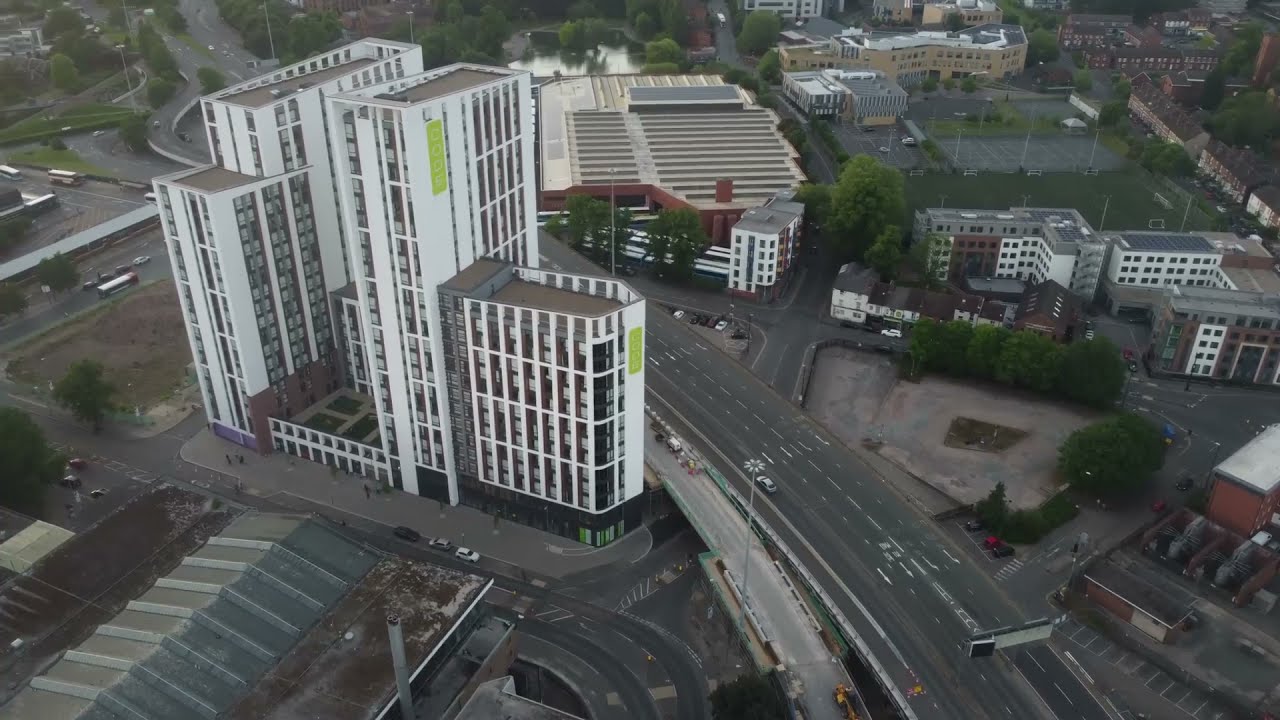 Coventry city centre drone view. June 21