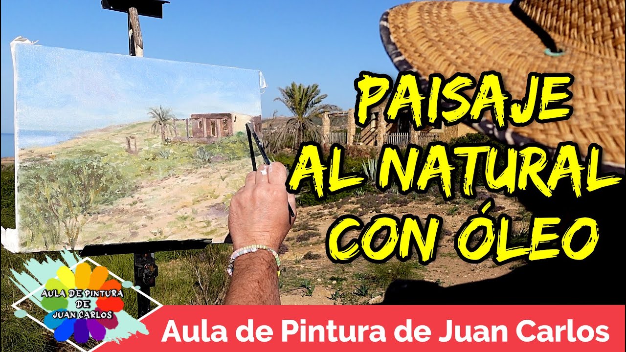 Pintando paisaje al óleo del natural.