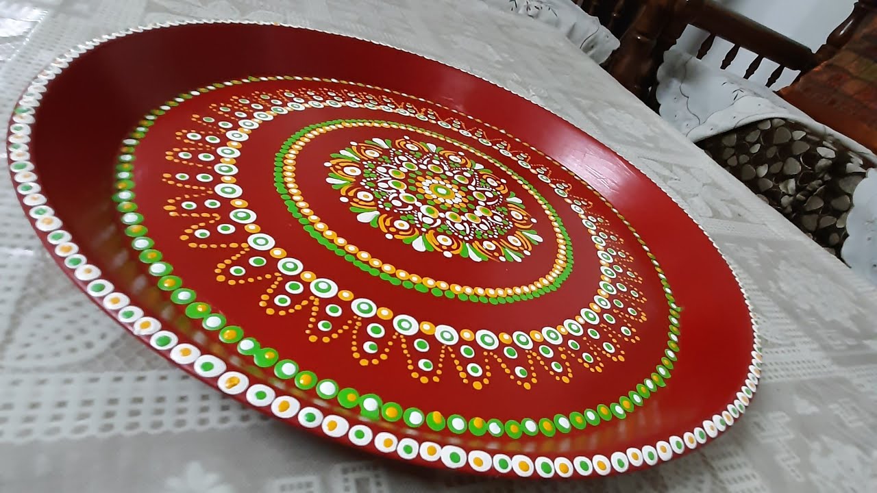 Decorated DIY Pooja Thali (Dot mandala art)
