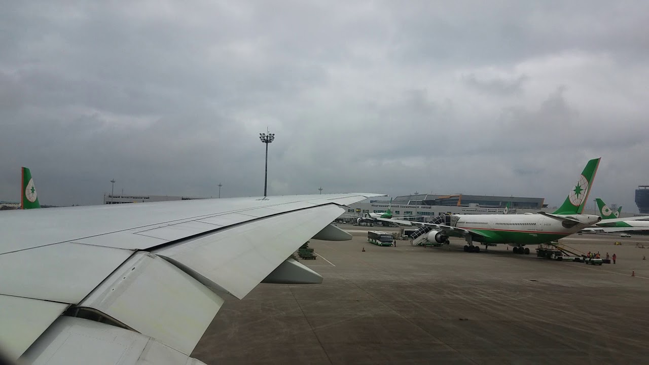 EVA Air Boeing 777-300ER Startup and Cloudy Takeoff from Taoyuan International Airport