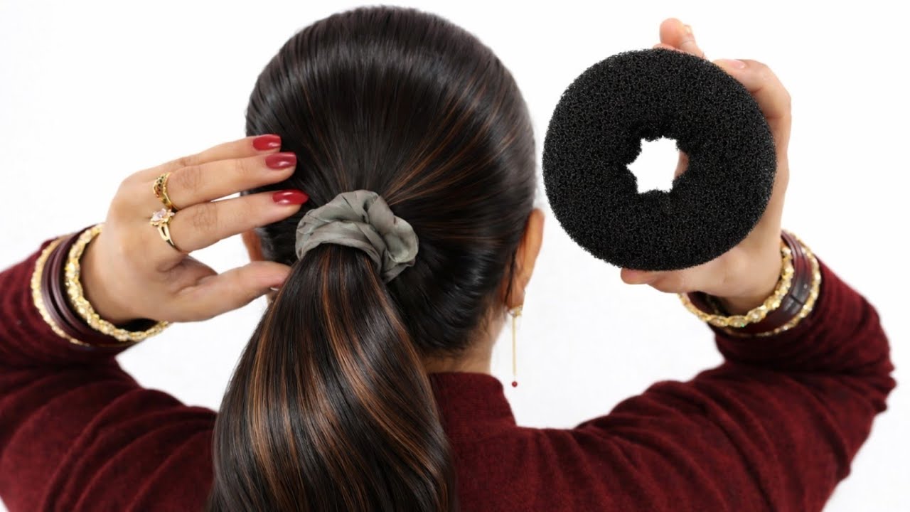 “Long Hair Donut Bun Hairstyle 😍 | Sirf 5 Minutes Me Perfect Party Look ✨”