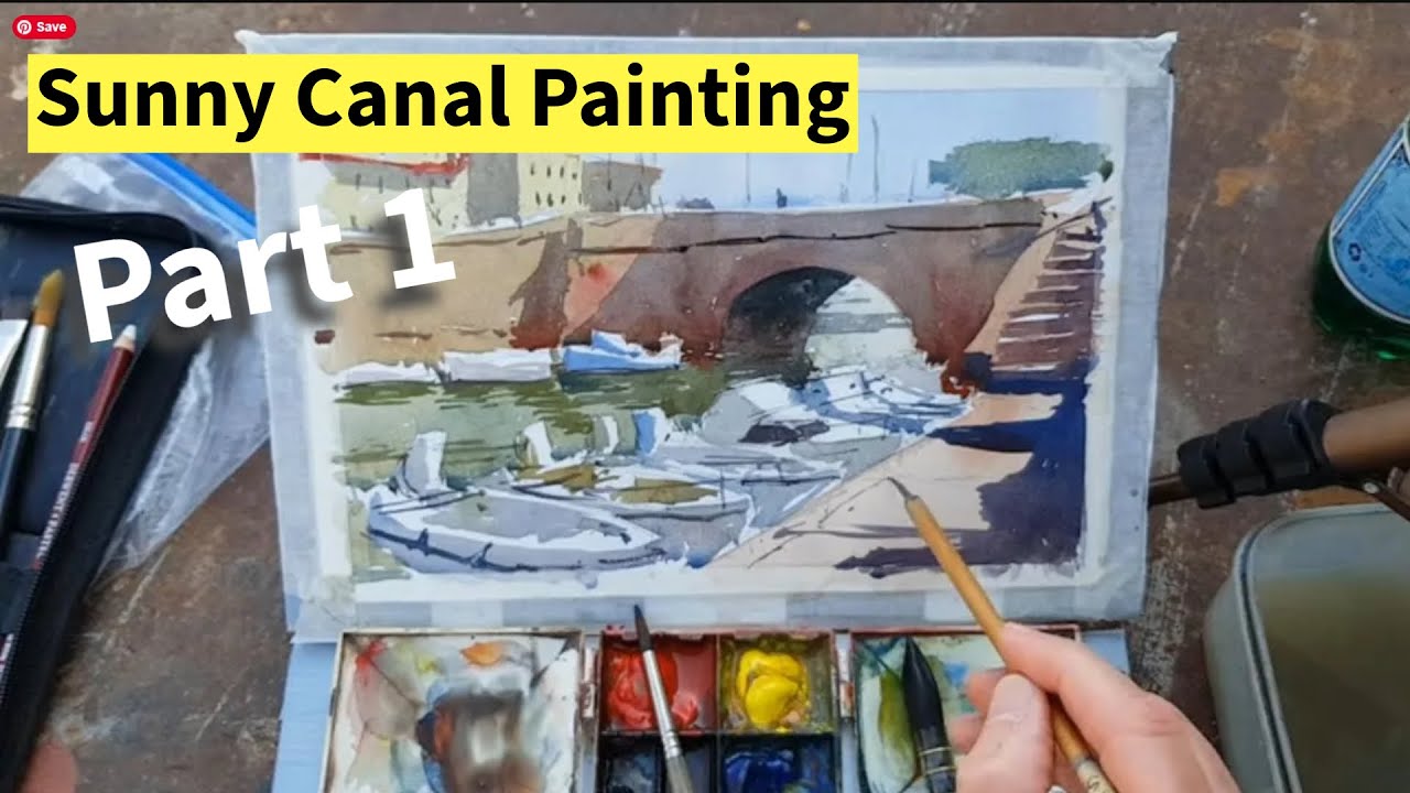 Colorful Canal Watercolor - Plein Air Painting Livorno!