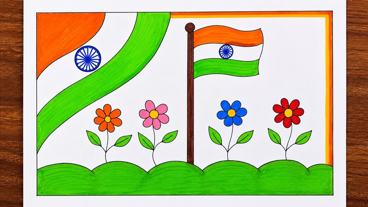 Republic Day Drawing Ideas for Beginners || How to Draw Beautiful Scenery for Republic Day 