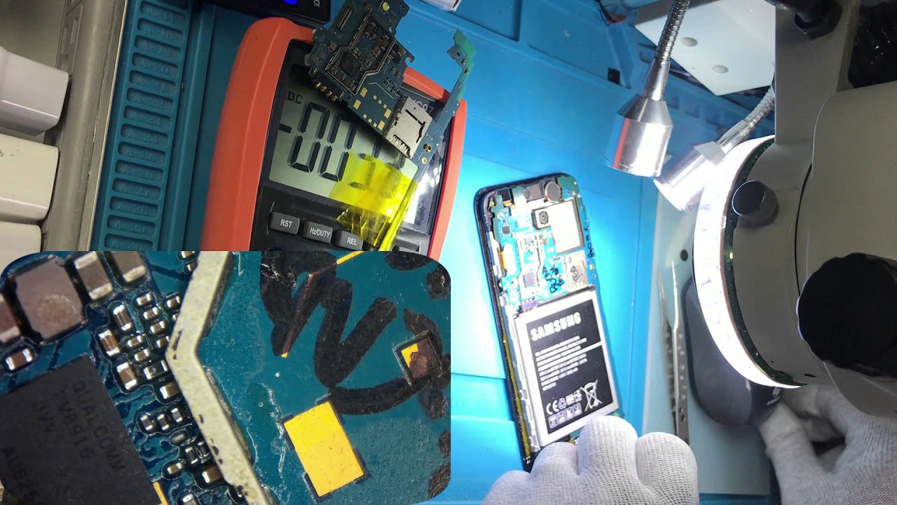 reparación samsung j500f j5 tecla home , reconstrucción linea al CPU después de cambiar pin de carga
