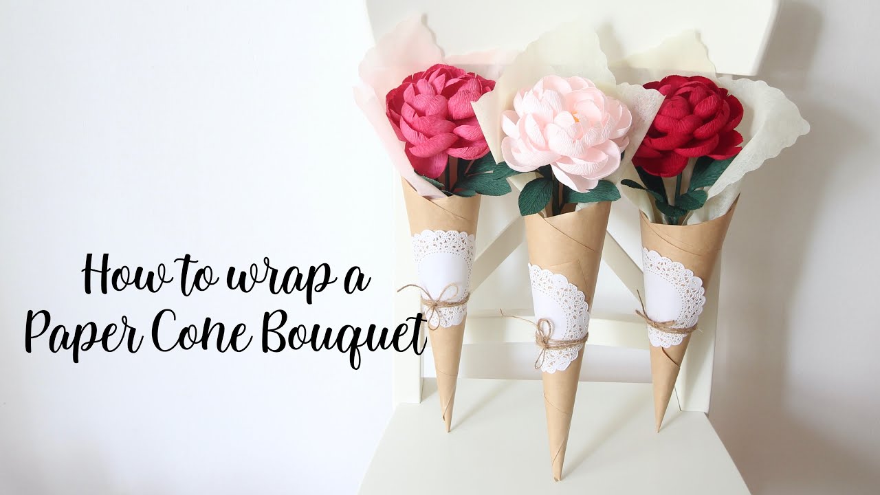 Free Tutorial - How to Wrap a Paper Cone Bouquet for your Crepe Paper Flowers