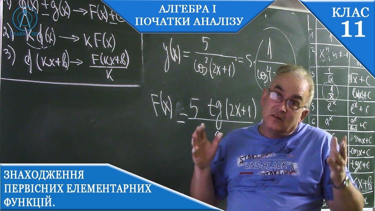 Курс 2(11). Заняття №1.2. Знаходження первісних елементарних функцій. Алгебра і початки аналізу 11.
