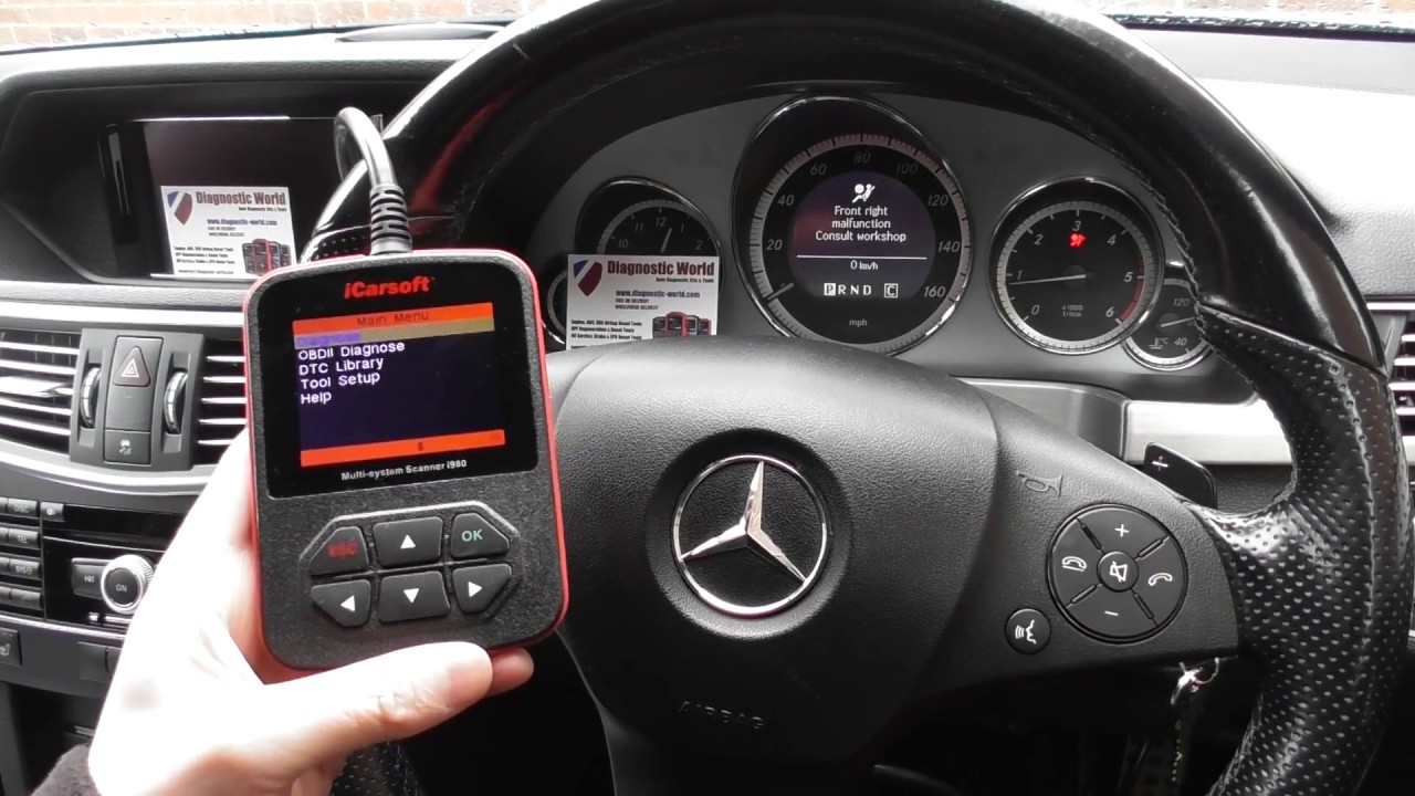 Mercedes E Class w212 Airbag Warning Diagnose Reset i980 iCarsoft
