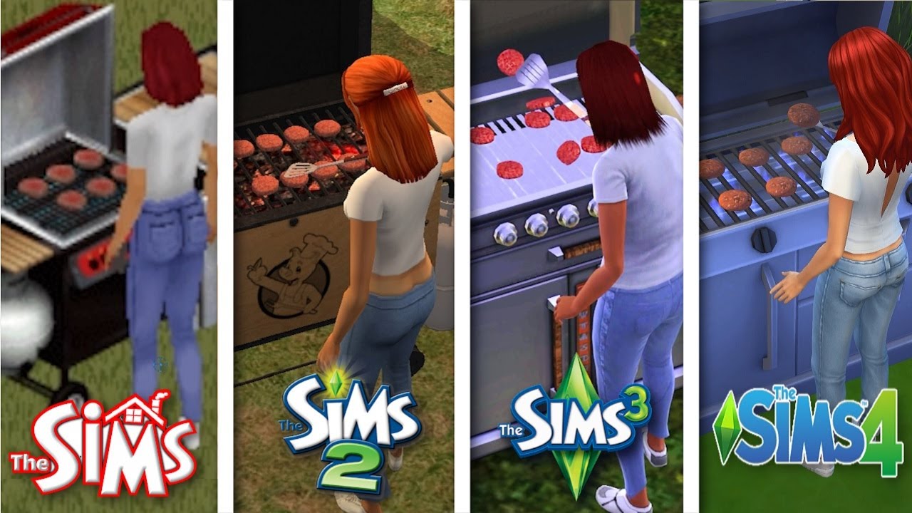 Sims 1 vs Sims 2 vs Sims 3 vs Sims 4 - Barbecue
