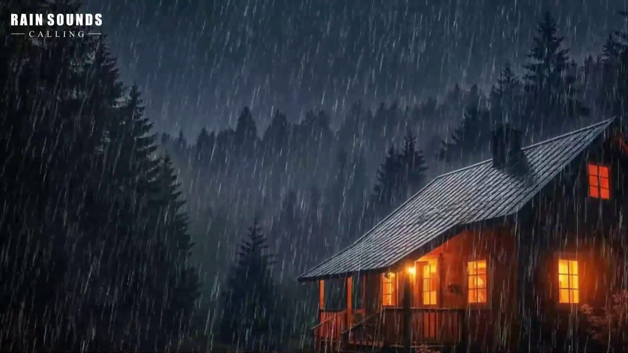 Rain Sounds and Thunder on Cozy Cabin During Night Storm | Calm Deep Sleep Rain ASMR