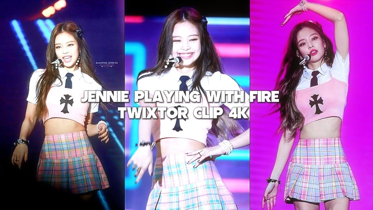 jennie twixtor clip 4k (playing wirh fire)