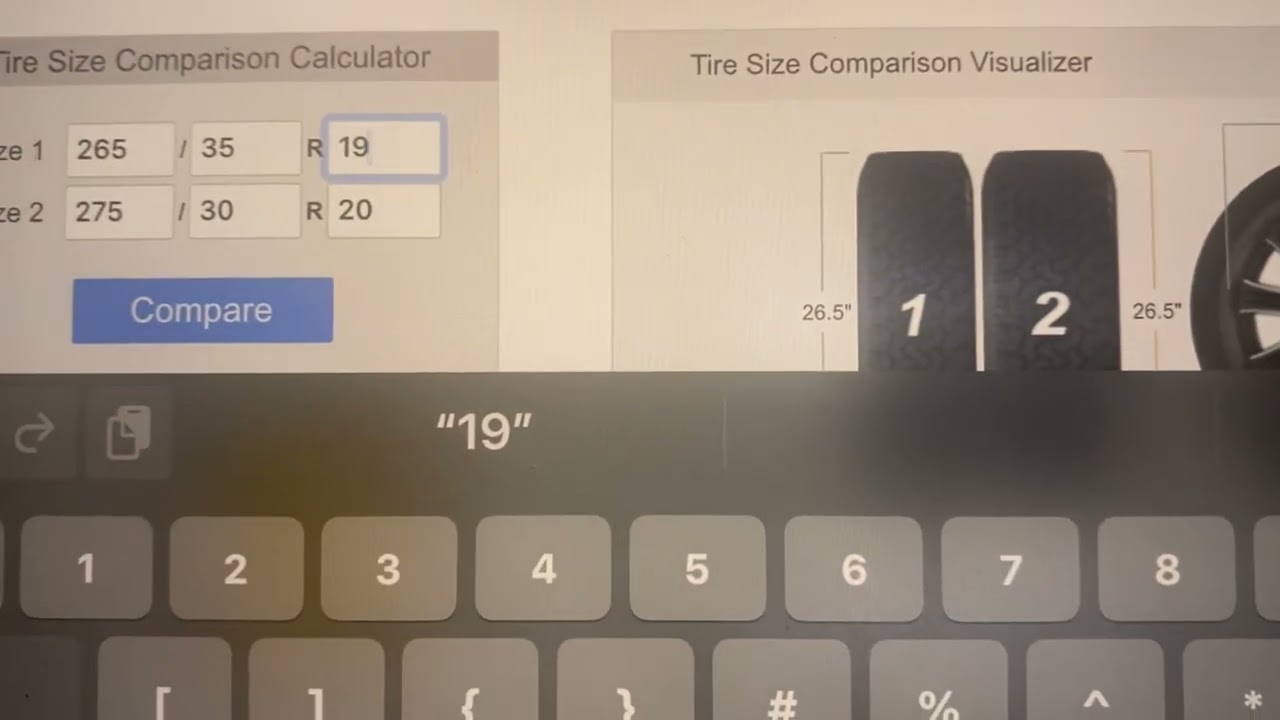 Tire size calculator