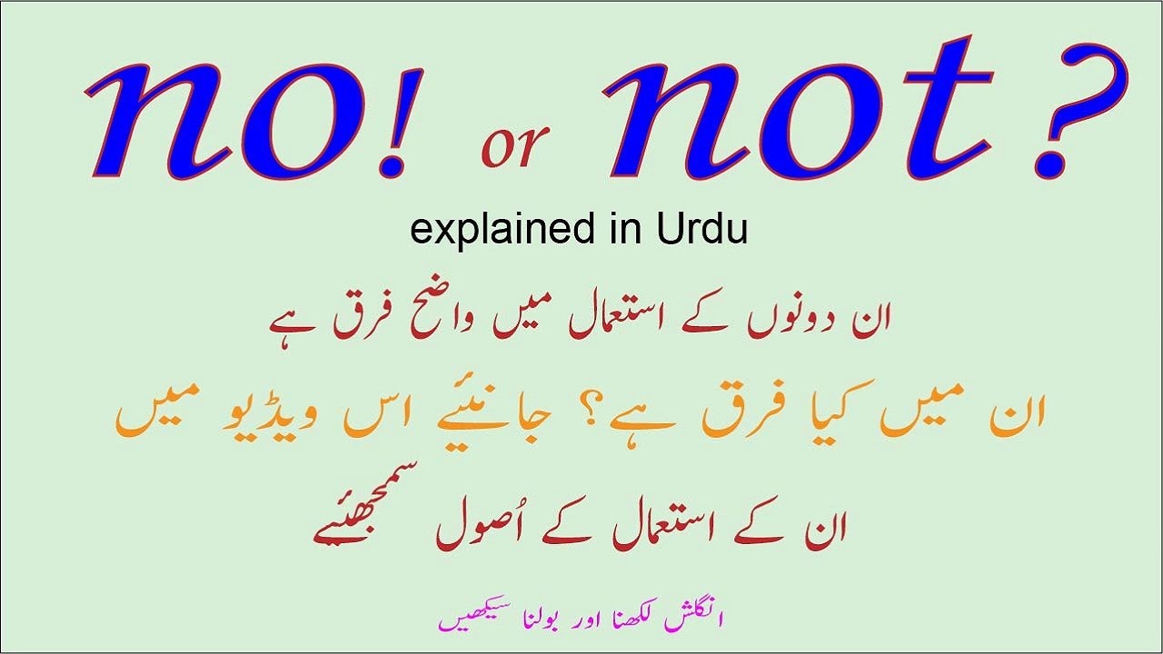 Difference between no and not | no meaning in Urdu | not meaning in Urdu |  کا فرق not  اور no