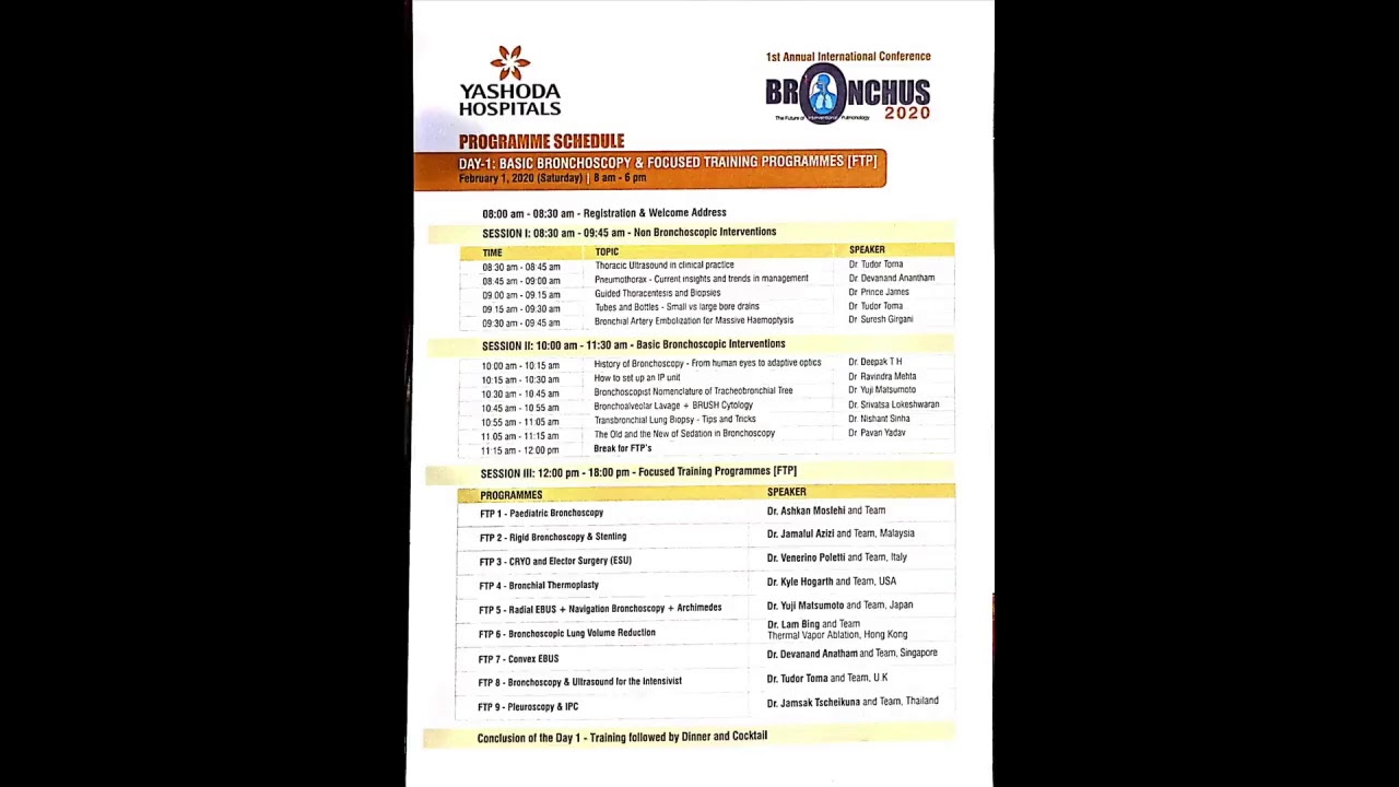 Bronchus 2020 | Yashoda Hospitals, Hyderabad, India