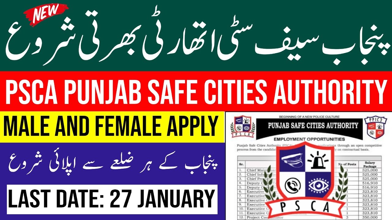Punjab Safe City Authority Jobs 2026 - New Jobs 2026 In Pakistan Today - Latest Jobs In Pakistan 