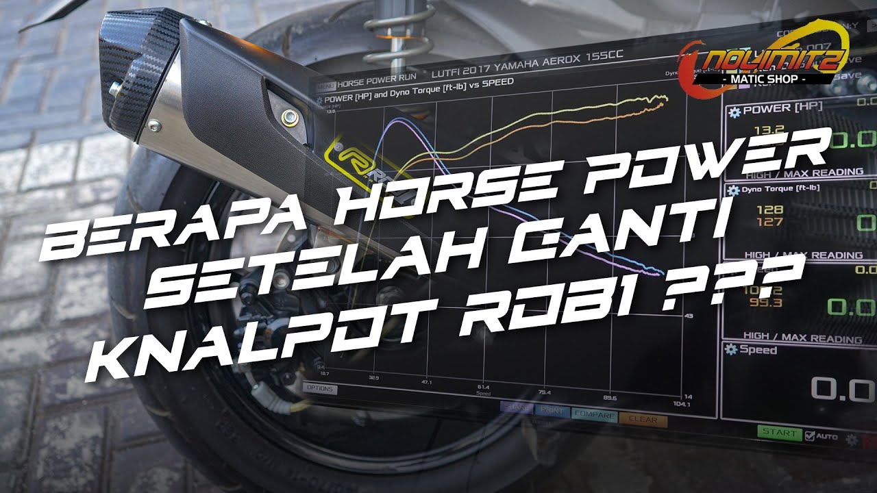 TES PERFORMA KNALPOT RACING ROB1 AEROX & NMAX MENGGUNAKAN MESIN DYNO