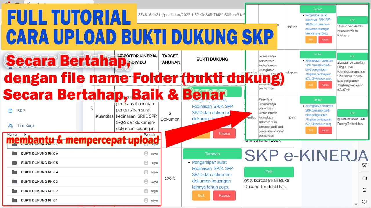TUTORIAL CARA UPLOAD BUKTI DUKUNG Pada PENGISIAN SKP Tahun 2023, 2024 E-KINERJA Terbaru.