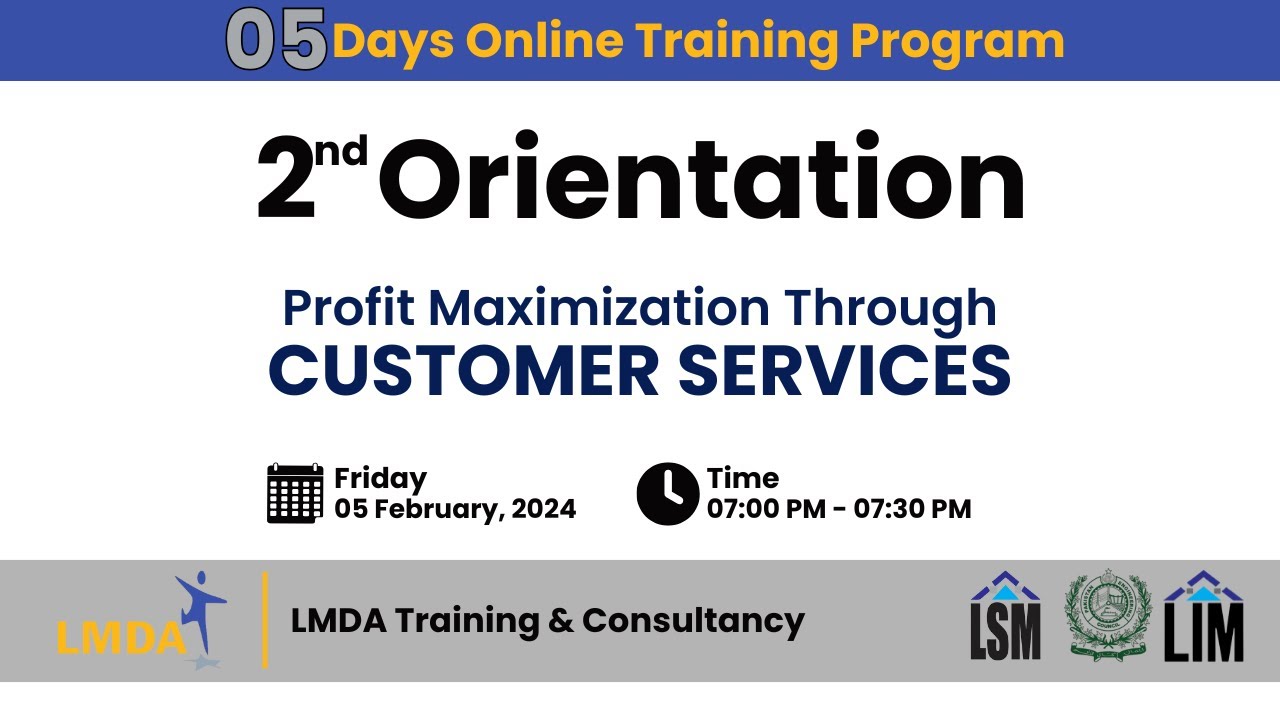 2ns Orientation | Profit Maximization thru Customer Services | LMDA Trainings