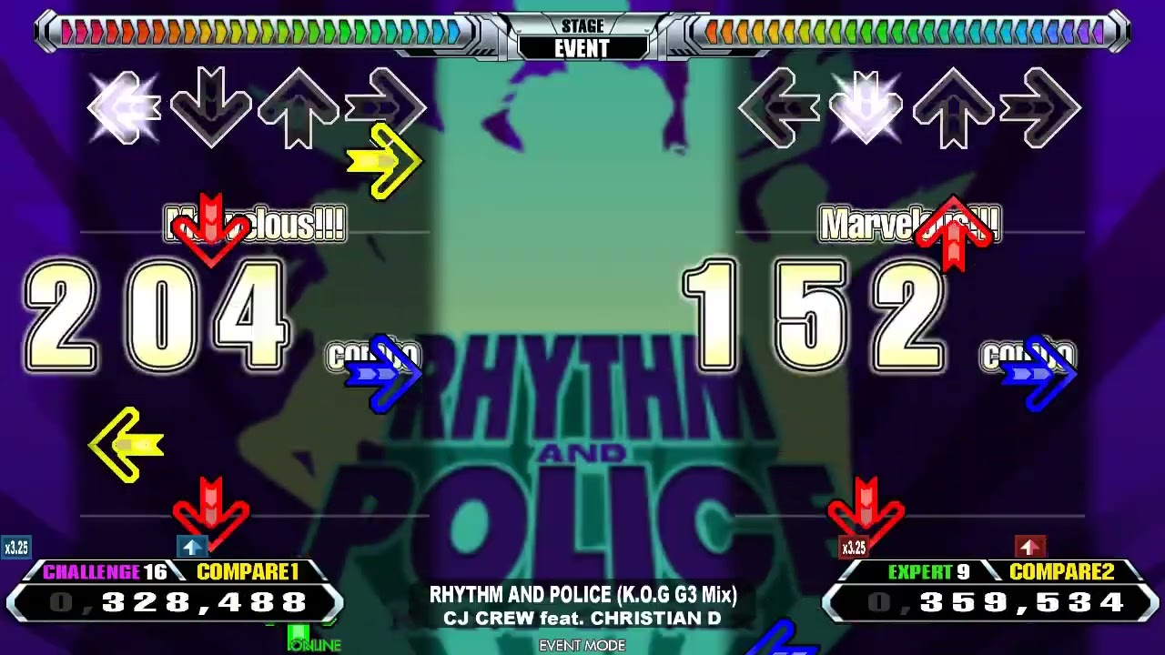 [DDR] RHYTHM AND POLICE (K.O.G G3 Mix) [PERSONAL EDIT/EXPERT] Comparison