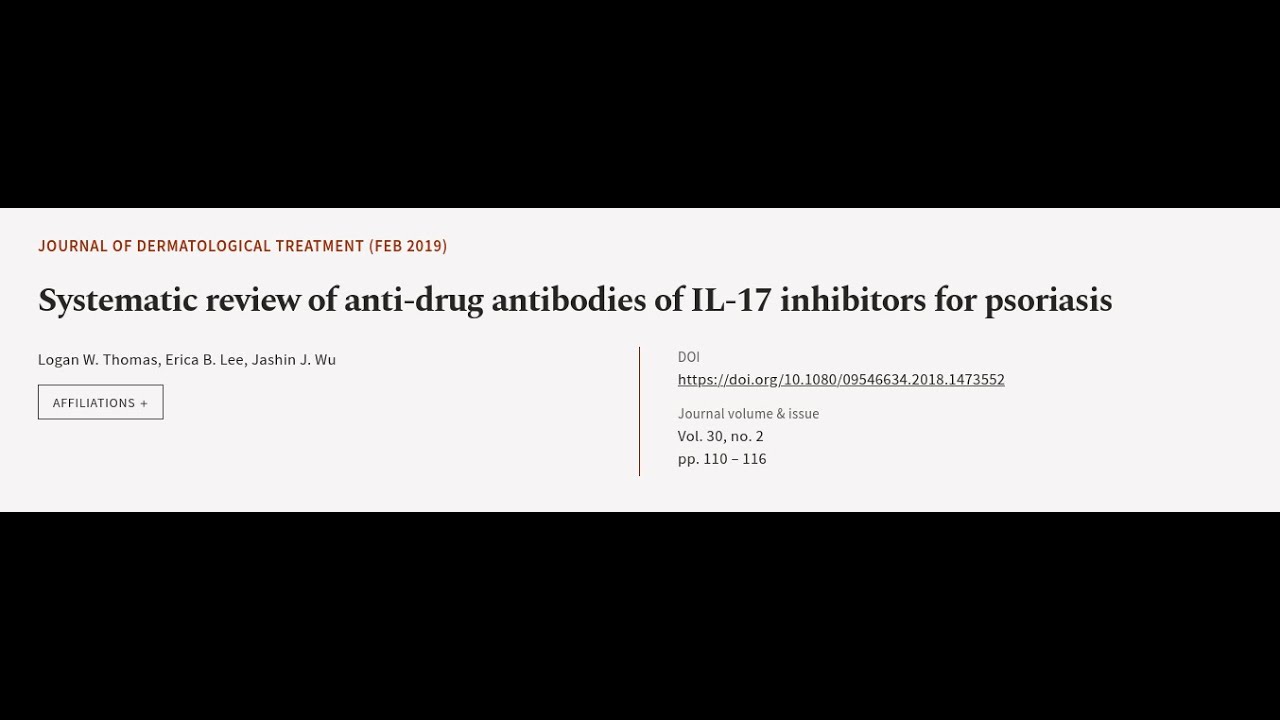 Systematic review of anti-drug antibodies of IL-17 inhibitors for psoriasis | RTCL.TV