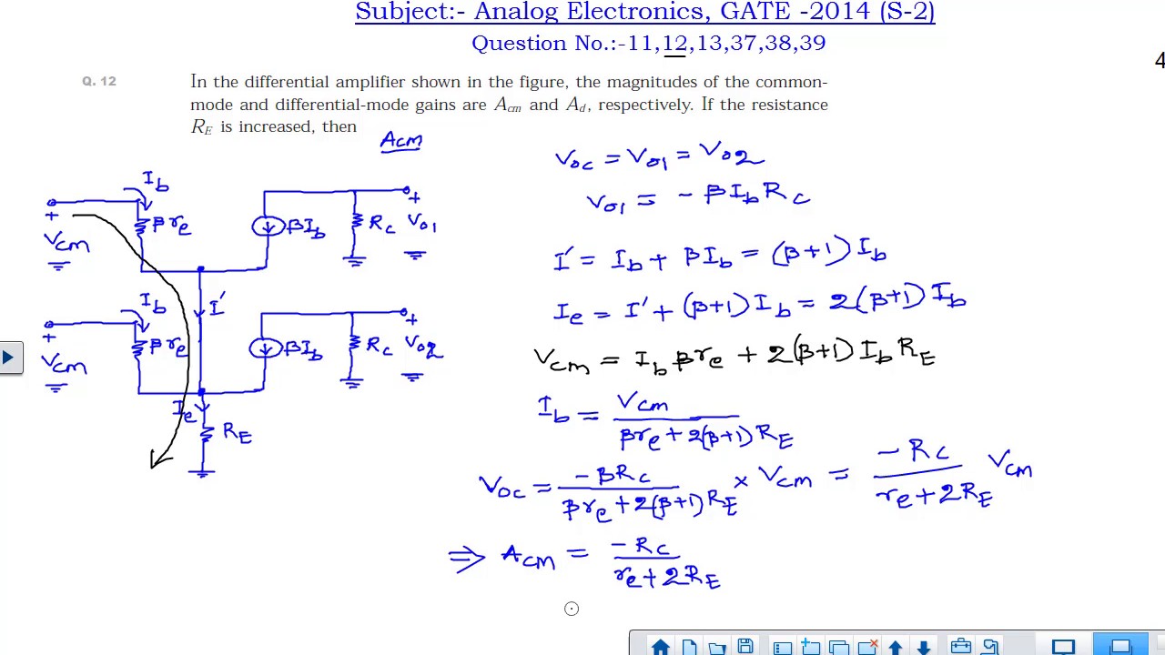 EC Analog Circuit all questions and answers GATE 2014 set 2