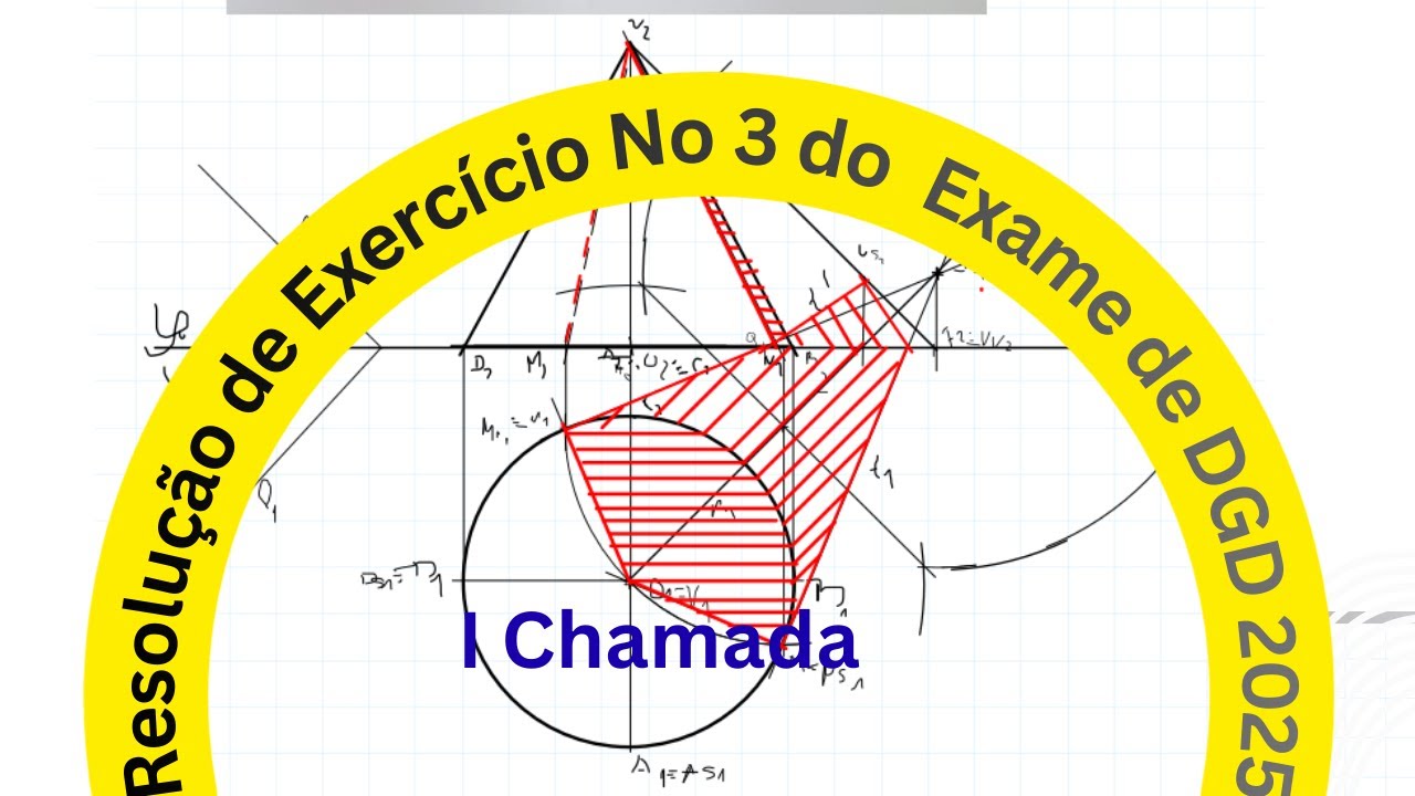 Resolução do Exercício No 3  do Exame de DGD 2025 I Chamada - sombra própria e projetada de cone