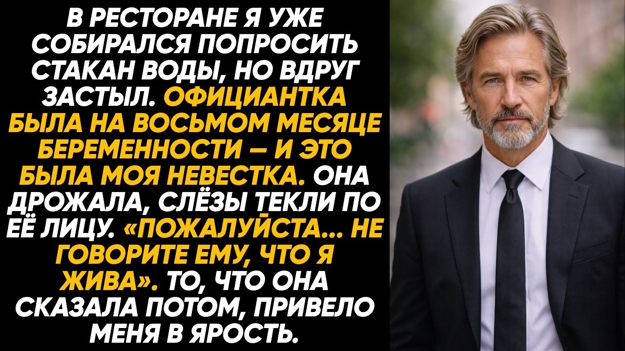 Я застыл, увидев беременную на восьмом месяце невестку официанткой — её слова потрясли меня до боли.