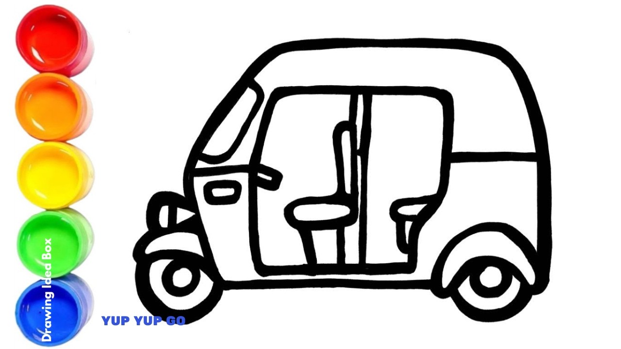 🚕🌈 Draw Rickshaw for Kids | Easy Vehicle Drawing + Baby Shark Do Do Do | Learn & Fun with Yup Yup Go