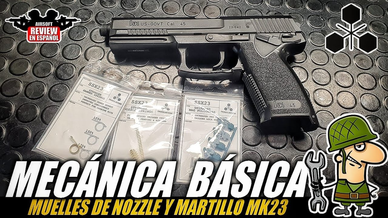 MECÁNICA BÁSICA en AIRSOFT 🔧 Lleva tu MK23 Socom a otro Nivel con TRIDOS | Airsoft Review en Español