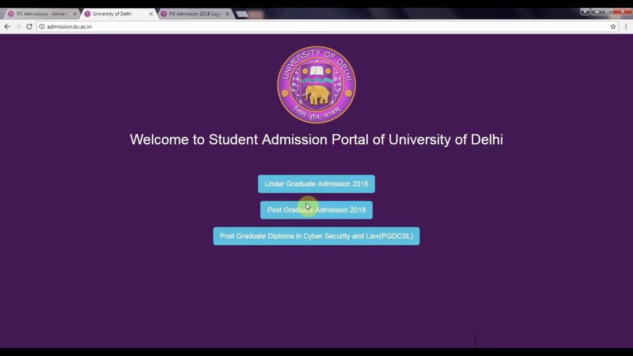 DU PG Courses Online Form 2019-20- Step By Step