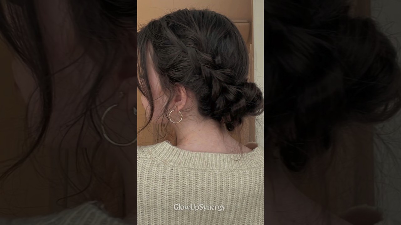 Dutch Braid low Bun 🎀 #glowup #aesthetic #kbeauty #korean #thatgirl #glow &lrm;@GlowUpSynergy&nbsp; 🌻