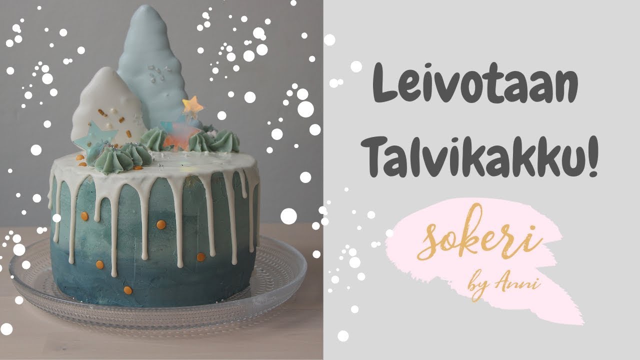 Talvikakku | Mustikka-valkosuklaatäytteellä | Drip cake