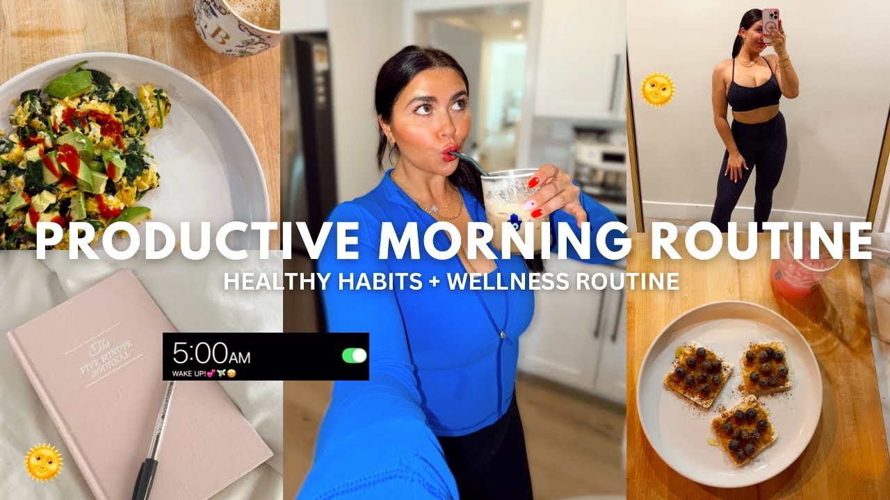 5AM *PRODUCTIVE* morning routine | healthy habits, wellness & whole foods! ☀️🏋🏽‍♀️🫐