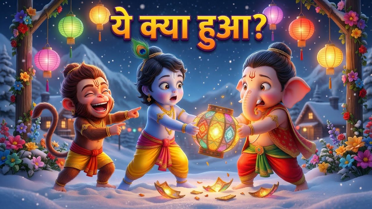कृष्ण और गणेश की खींचातानी😲| मस्ती के बीच छुपा खजाना! Krishna Leela| Krishna animated story #cartoon