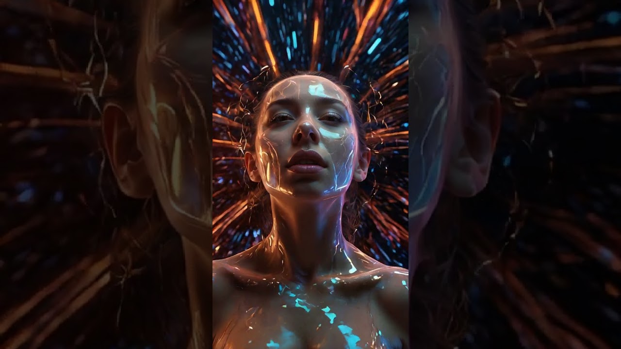 A woman emiting electromagnetic frequencies