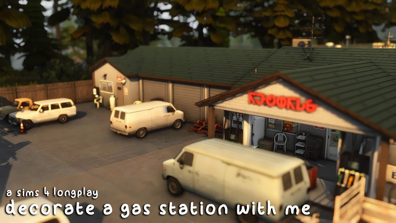 decorating a gas station | sims 4 longplay w/ commentary