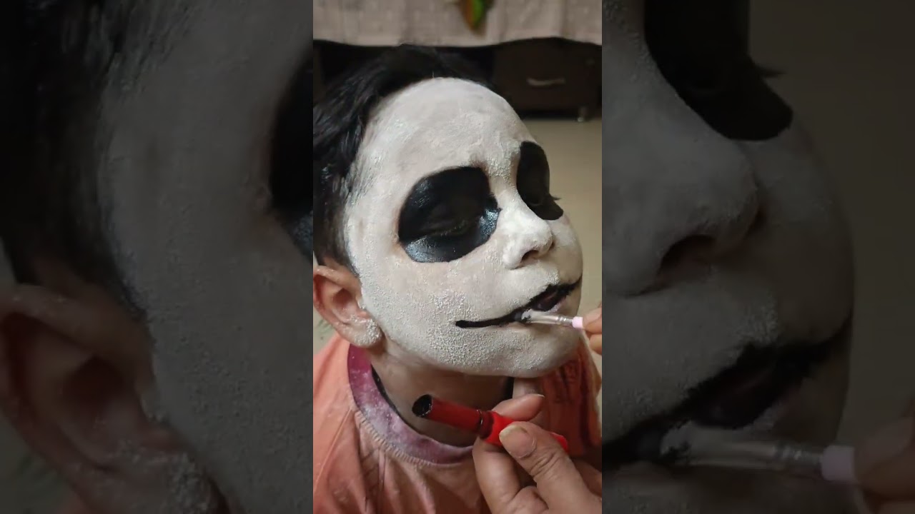 without chemicals Halloween makeup for kids | easy Halloween makeup #halloweenmakeuplook #skeleton