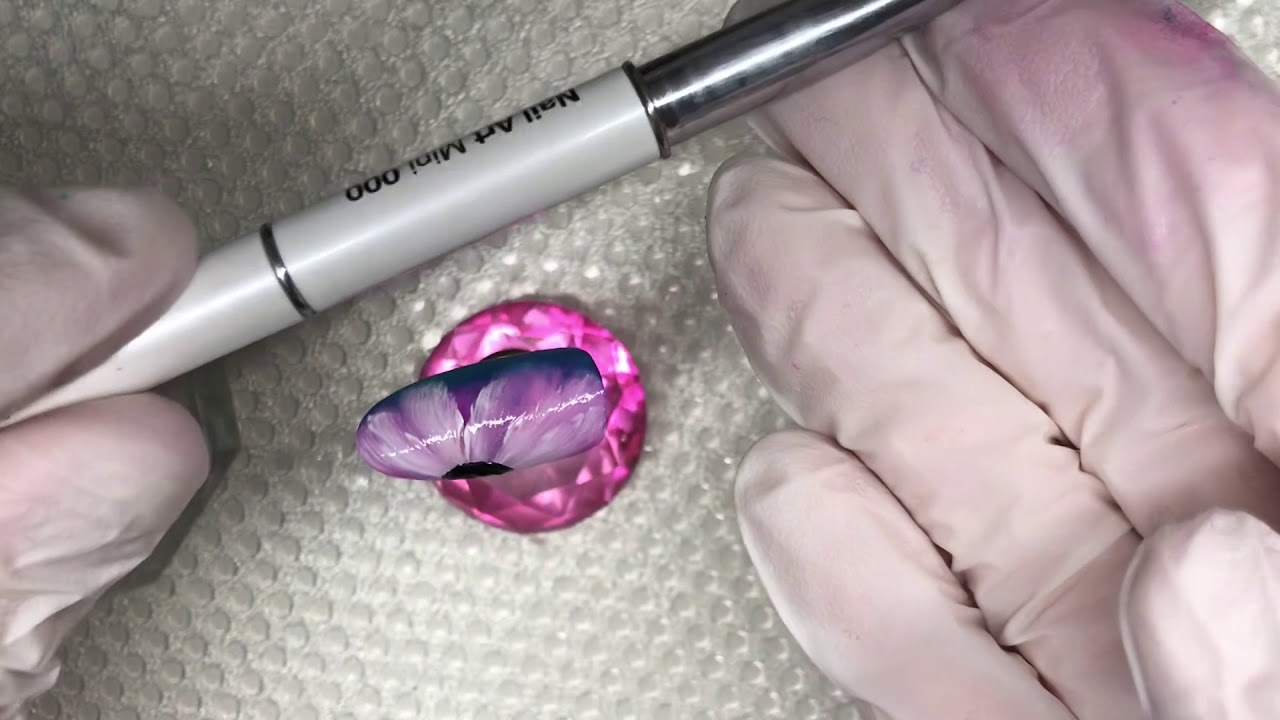 Wet on wet flower 🌸 with paint gel #nailart #wetonwet #nailartflowerdesign
