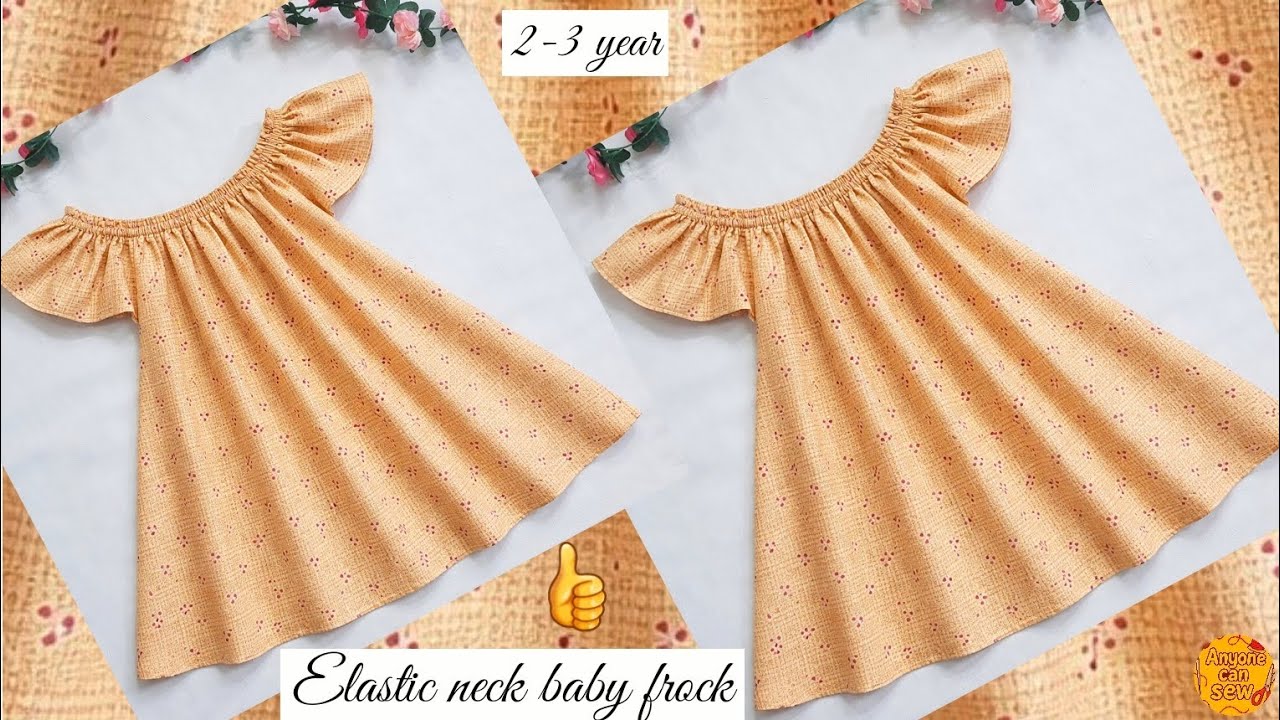 Very easy elastic neck baby frock design cutting and stitching | Baby frock cutting and stitching