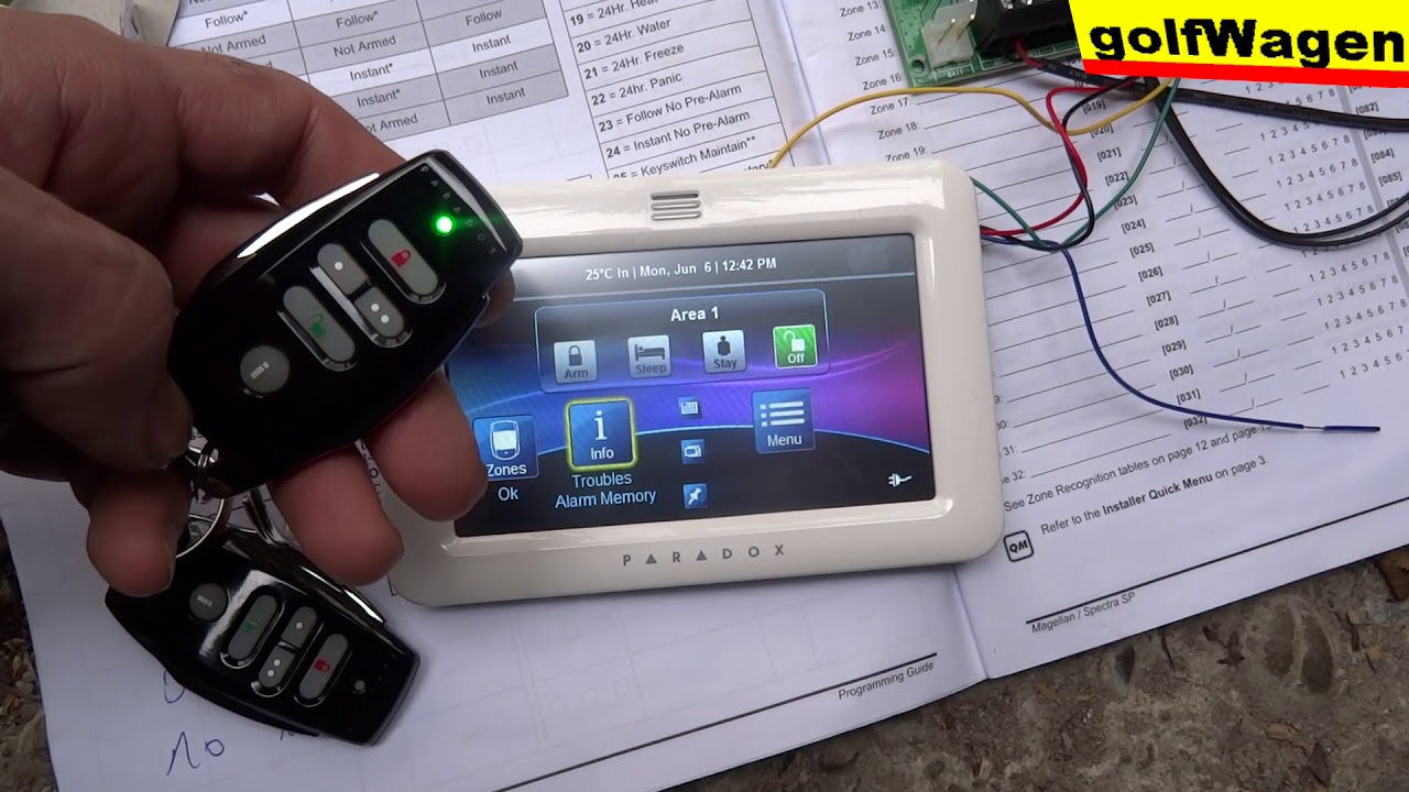 How to program remote control on Paradox alarm system TM50 keyboard /delete lost too/