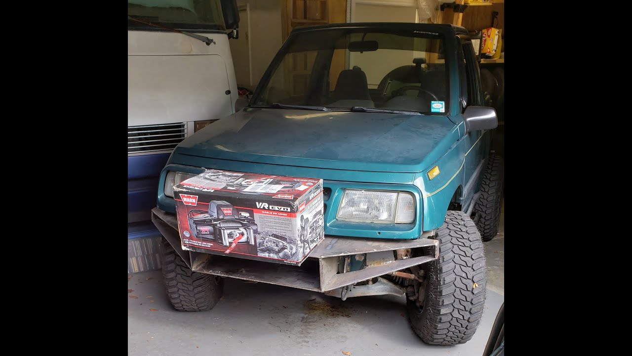 Warn Winch on 1998 Chevy Tracker Front Bumper (Made-Not-Bought) - Handy When Getting Sidetracked