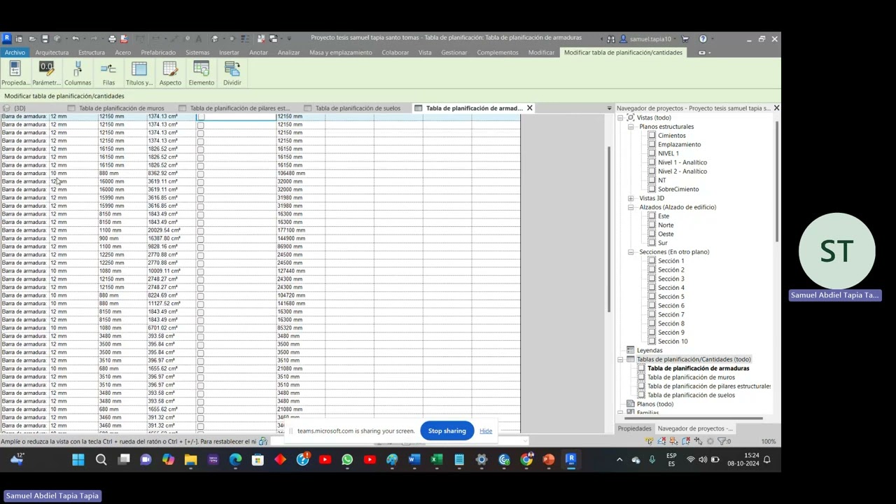 Tablas de cuantificacion enfierradrua