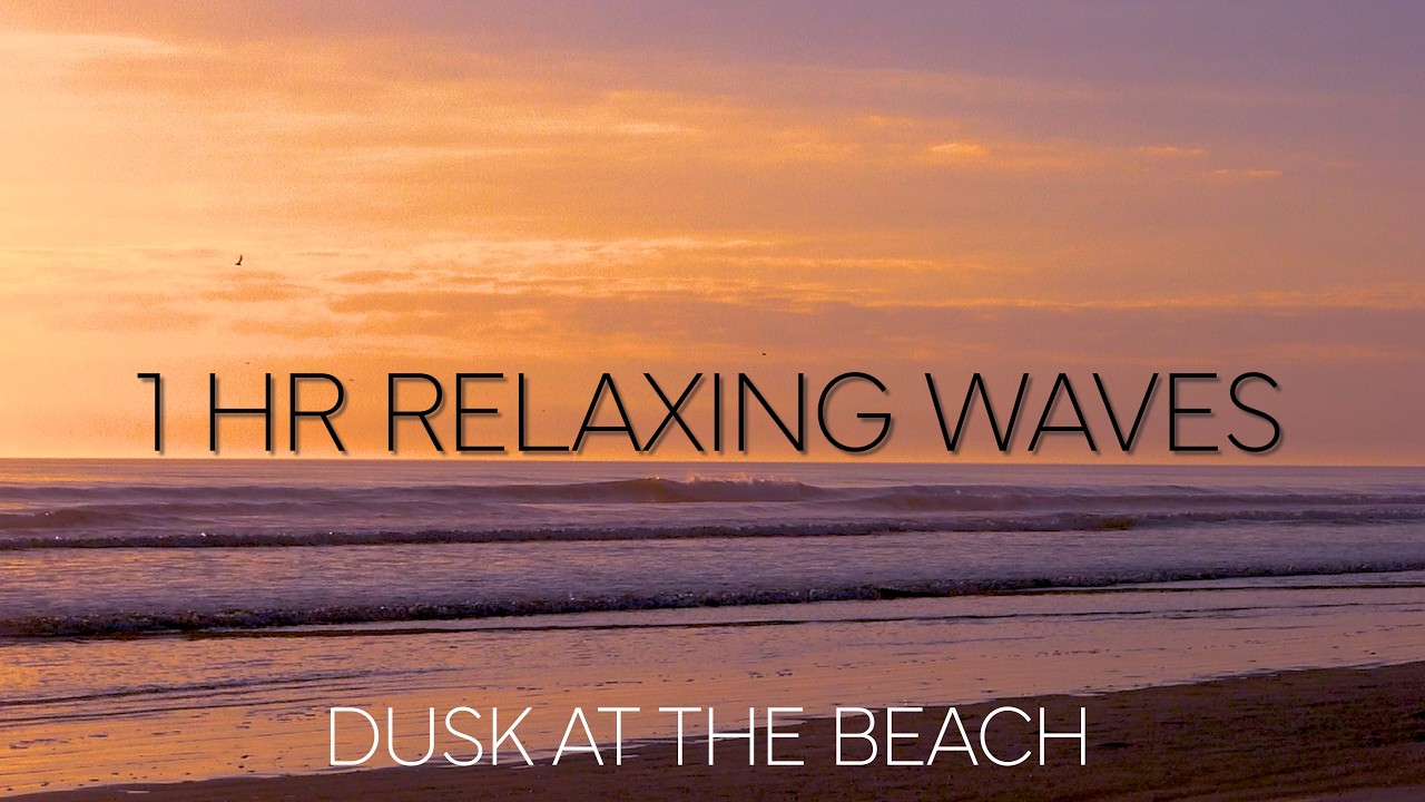 🌊1 Hour of Amazing Dusk Colors in 4K: Relaxing Beach Ocean Waves for Stress Relief