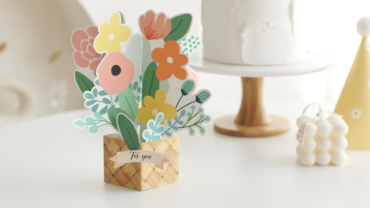 무료도안 제공) 페이퍼 꽃다발 만들기 DIY Paper Flower Bouquet / 종이 꽃바구니 만들기 / Paper Flower Basket /Free Printable