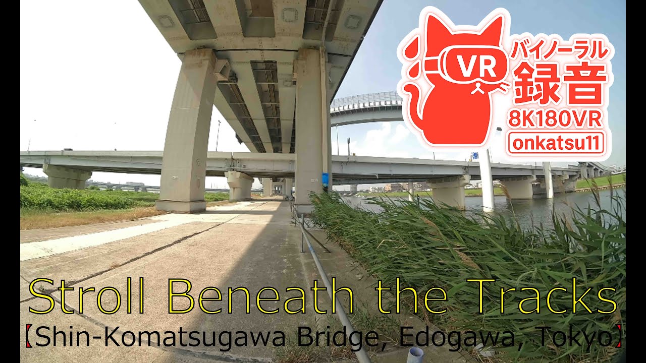 【8K & Binaural Audio】Stroll Beneath the Tracks VR | Shin‑Komatsugawa Bridge, Edogawa, Tokyo