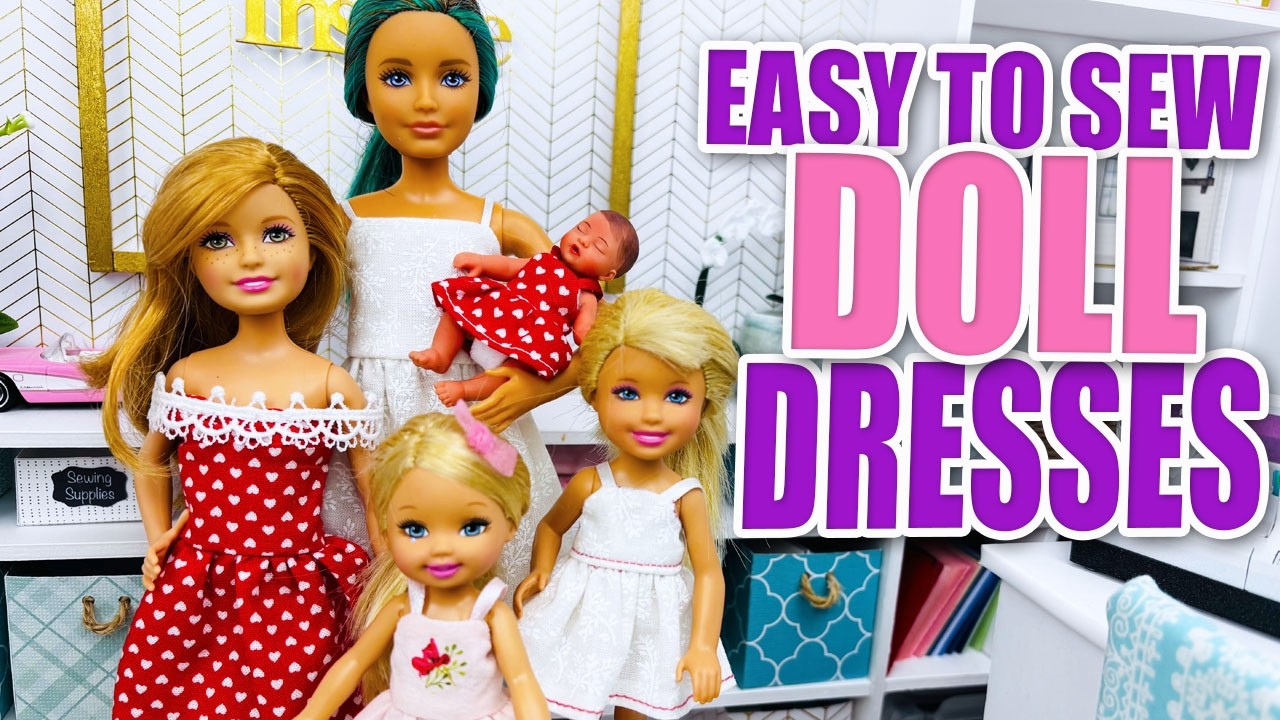 Make your own Dresses for your Dolls  EASY barbie Doll Clothes  My mini baby Chelsey Stacie Skipper