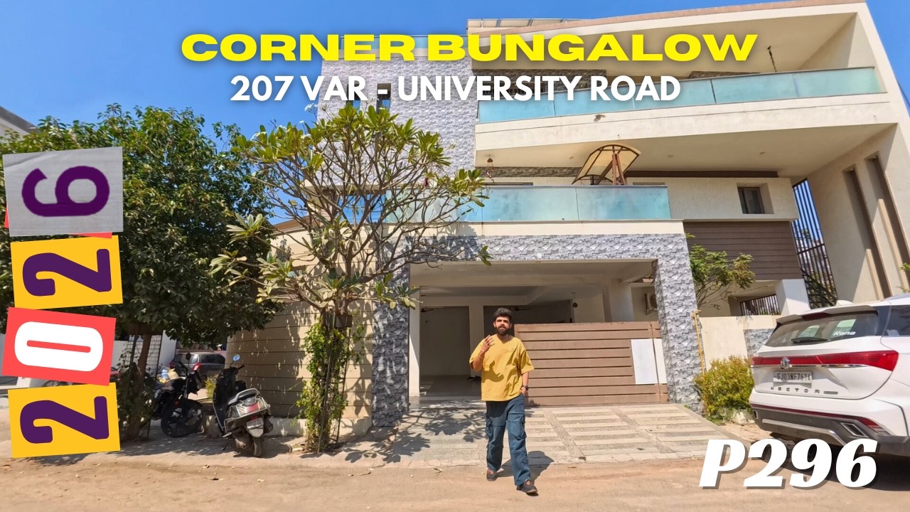 207 VAR || CORNER BUNGALOW || UNIVERSITY ROAD || READY TO MOVE || LAVIS || 6 CAR PARKING || RAJKOT